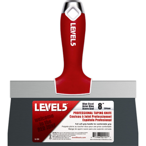 LEVEL5 8" blue steel taping knife - soft grip handle