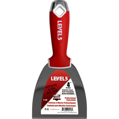 LEVEL5 4" stainless joint/putty knife - soft grip handle