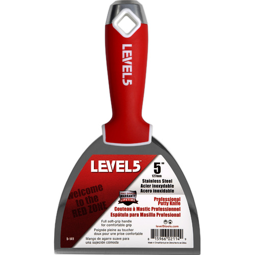 LEVEL5 5" stainless joint/putty knife - soft grip handle