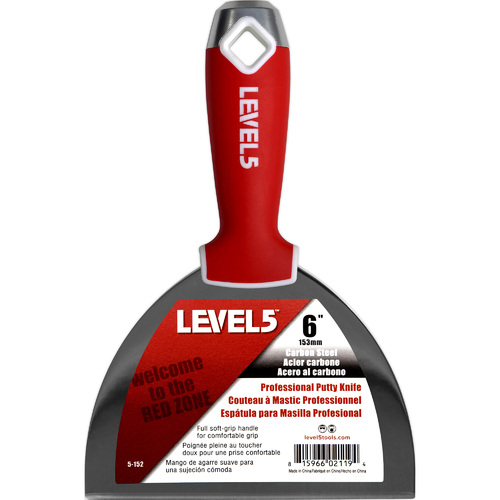 LEVEL5 6" carbon steel joint/putty knife - soft grip handle