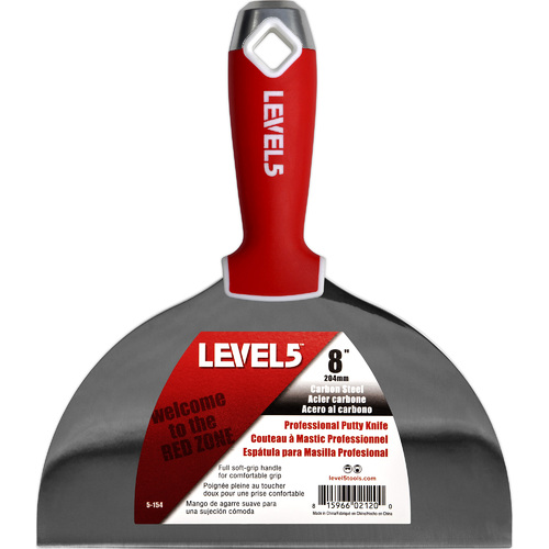 LEVEL5 8" carbon steel joint/putty knife - soft grip handle