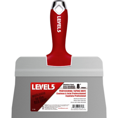 LEVEL5 8" stainless steel big back taping knife - soft grip handle